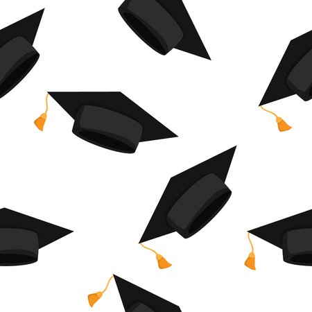 Seamless pattern with Graduate Cap. Vector illustration. Abstract Graduation Cap backgroundのイラスト素材