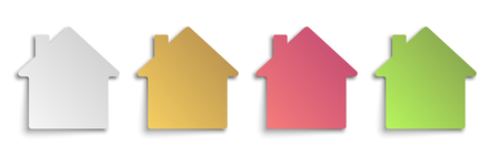 Set of paper House icons. Vector illustration. Paper stickers in the shape of a house.のイラスト素材