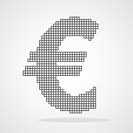 Euro currency icon in Pixel art design. Vector illustration. Black Euro currency symbol in flat styleのイラスト素材