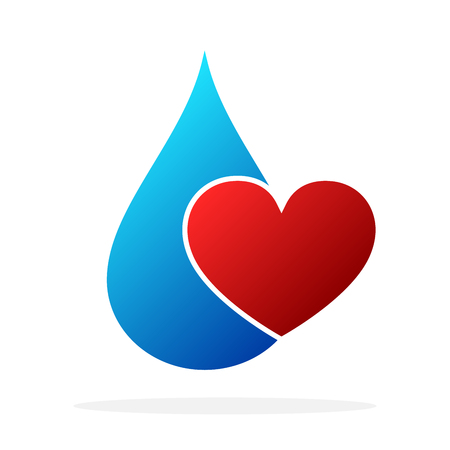 Water drop with red heart. Vector illustration. Concept of clear waterのイラスト素材