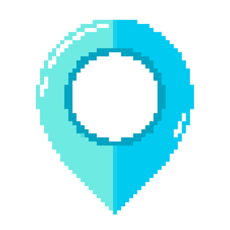 Map pointer in pixel art design. Vector illustration. Isolated location logo in flat styleのイラスト素材