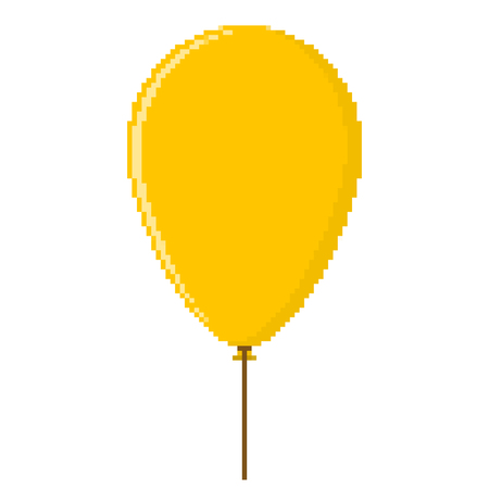 Pixel art design of the Balloon. Vector illustration. Yellow Balloon in flat style, isolatedのイラスト素材