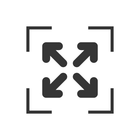 Full screen icon. Black vector arrows. Flat symbol isolatedのイラスト素材