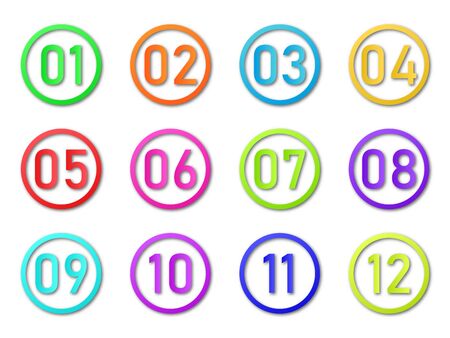 Number bullet point. Infographic numbers in circle. Vector Infographic elements isolated. Numbers of...