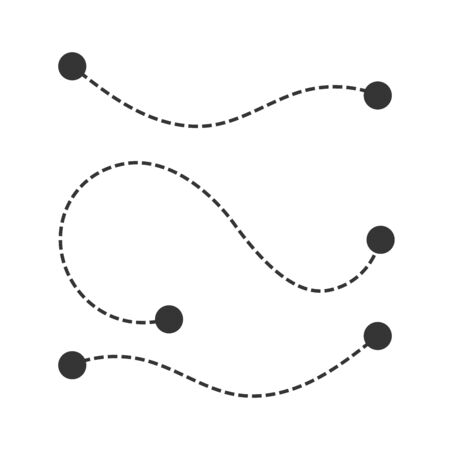 Destination track point icon. Vector illustration. Route location icon isolated. Two dashed location pins with dotted lineのイラスト素材