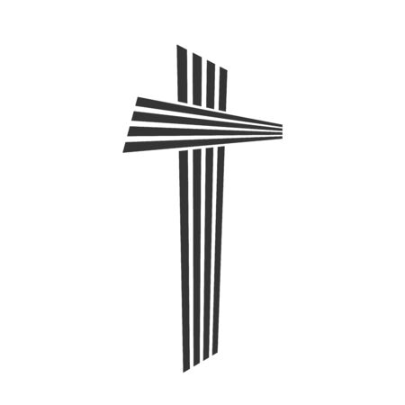 Christian Cross icon. Church cross isolated. Black religion vector symbolのイラスト素材