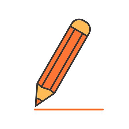 Pencil icon - vector. Color pencil icon. Pencil icon in flat design, isolated.のイラスト素材