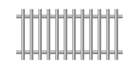 Metal prison bars isolated. Vector silver prison bars. Chrome prison barsのイラスト素材