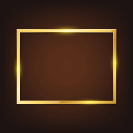 Vector gold frame. Golden square frame. Metal simple frame.のイラスト素材