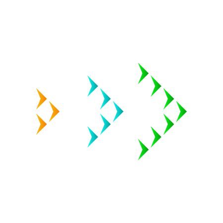 Set of dotted arrows. Arrow icon isolated. Color vector arrows. Halftone arrows to right.のイラスト素材