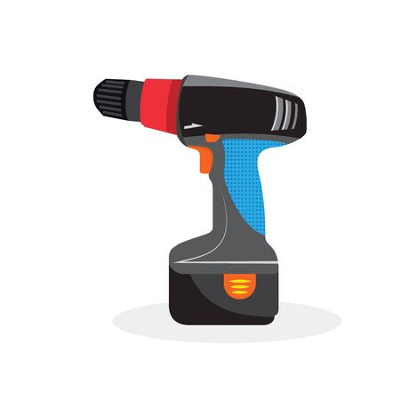Electric screwdriver icon isolated. Drill icon. Vector illustration. Drill machine icon in flat design.のイラスト素材