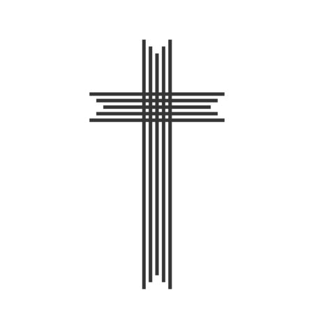 Christian Cross icon. Church cross isolated. Black religion vector symbolのイラスト素材
