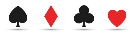 Vector playing cards signs. Set of symbols playing card casino. Flat vector icons isolatedのイラスト素材