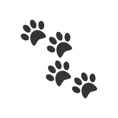 Animal footprints - vector. Black tracks of a dog or cat isolated. Flat vector illustrationのイラスト素材