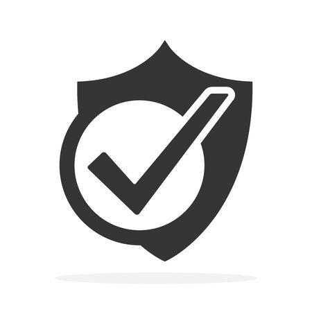 Shield icon with check mark symbol. Vector Shield icon. Black security icon. Concept of securityのイラスト素材