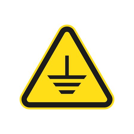 Illustration for Electrical grounding symbol - vector. Grounding icon isolated. Vector black icon. Protective Earth ground sign in flat design - Royalty Free Image