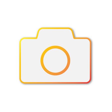 Vector photo camera icon. Paper sticker isolated. Camera symbol isolated.のイラスト素材