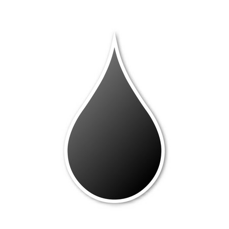 Vector oil drop icon. Paper sticker with shadow. Black water drop icon isolated.のイラスト素材