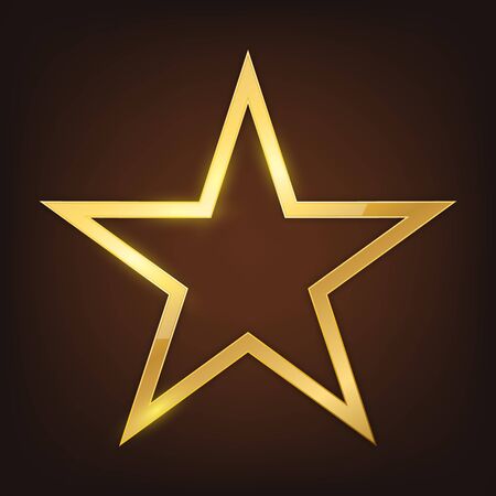 Vector gold star. Linear golden star. Metal star icon.のイラスト素材