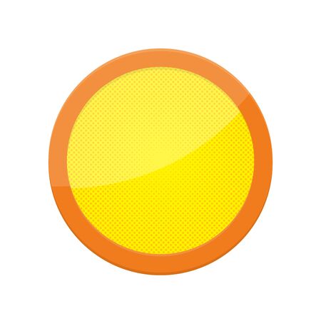 Vector circle isolated. Yellow bright circle button. Dotted button in pop art design.のイラスト素材
