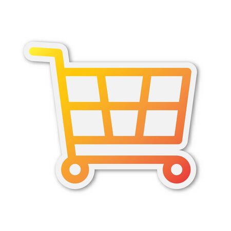 Vector Shopping cart icon. Paper sticker with shadow. Colored Shopping symbol isolated.のイラスト素材