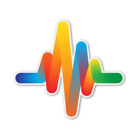 Vector Heartbeat symbol, pulse icon. Paper sticker isolated. Colorful medical symbol isolated.のイラスト素材