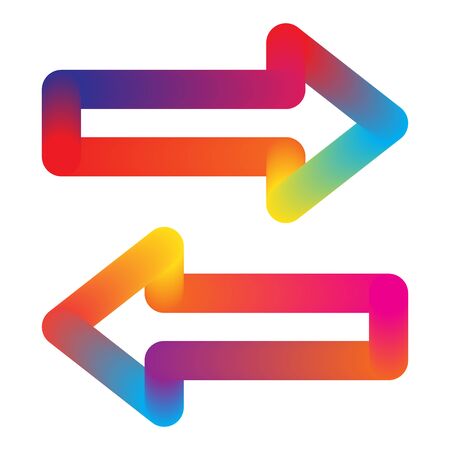 Set of colorful arrows. Arrow icon isolated. Colorful vector arrows to left and right.のイラスト素材