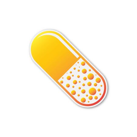 Vector Pill icon. Paper sticker isolated. Medical tablet isolated.のイラスト素材