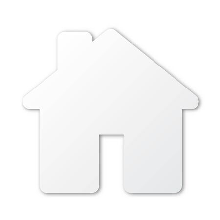 Vector House icon. Paper sticker with shadow. White symbol of Building isolated.のイラスト素材