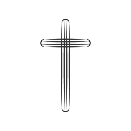Christian Cross icon. Church cross isolated. Black religion vector symbolのイラスト素材