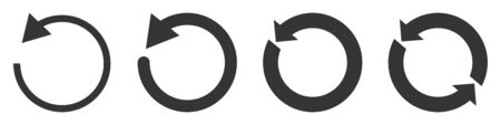 Set of circle arrows. Reload arros isolated. Black refresh vector arrow. Circle arrow for infographicのイラスト素材