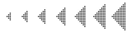 Set of dotted arrows. Arrow icon isolated. Black vector arrows. Halftone arrows to left.のイラスト素材