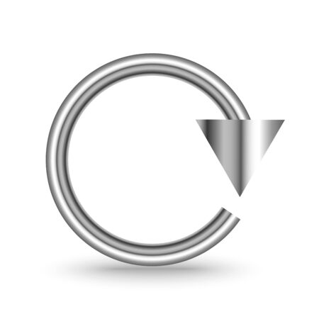 Metal circle arrow isolated. Vector silver arrow. Chrome reload or refresh Arrowのイラスト素材