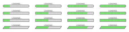 Set of vector loading icons. Flat progress loading bar isolated. Download sign. Vector loading...