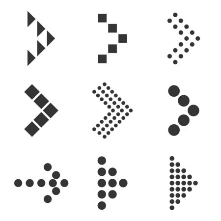 Set of dotted arrows - vector. Arrow icon isolated. Black dotted vector arrows.のイラスト素材