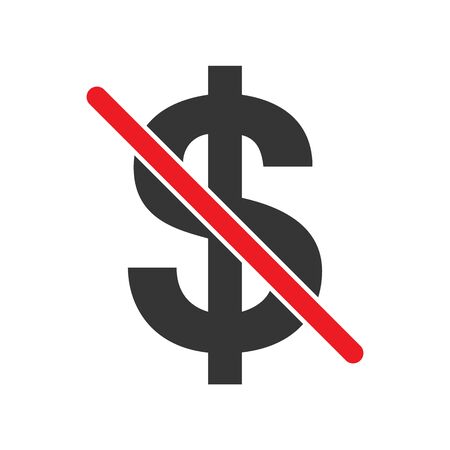 No money vector symbol. Stop Cash money sign on white background. No Dollar signのイラスト素材