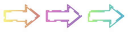 Set of linear arrows. Vector arrows set. Colorful outline arrows. Vector illustration.
