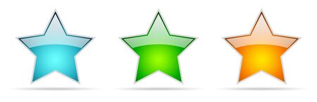 Set of glossy stars. Star icons isolated. Vector illustration. Shiny colored starsのイラスト素材