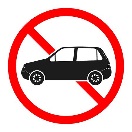 Stop car sign. No car red sign isolated. Vector illustration.のイラスト素材