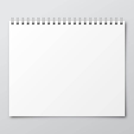 Notebook with shadow. Mockup of paper notebook. Template of notebook isolated. Vector illustration.のイラスト素材