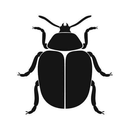 Colorado beetle vector icon. Black silhouette of colorado beetle. Insect icon isolated. Vector illustration. Colorado beetle   in flat styleのイラスト素材