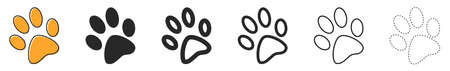 Animal footprint vector icons. Set of Paw prints, on white background. Vector illustration. Various black Paw icons.のイラスト素材