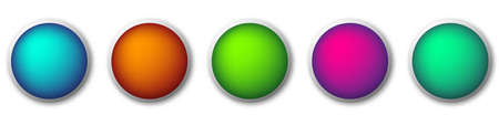 Round buttons isolated on white background. Vector illustration. Set of colorful buttons with shadowsのイラスト素材