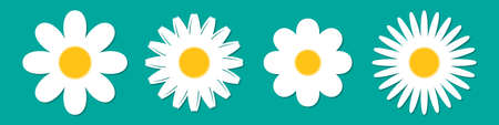 Flowers vector icons set. Color flower icons in flat style. Vector illustration.のイラスト素材