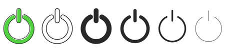 Off and On buttons. Set of start power buttons. Vector illustration. Power icons in flat design