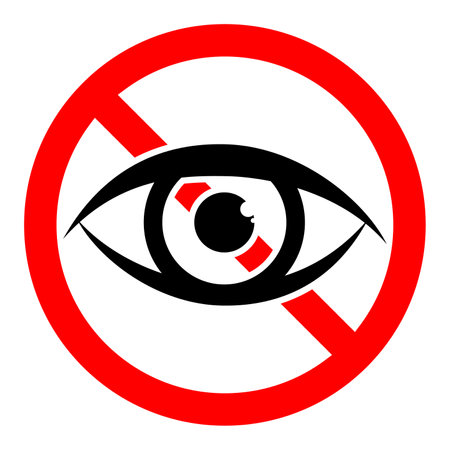 Forbidden look sign. No vision sign. Prohibited look icon. Dont look. Vector stock illustration.のイラスト素材