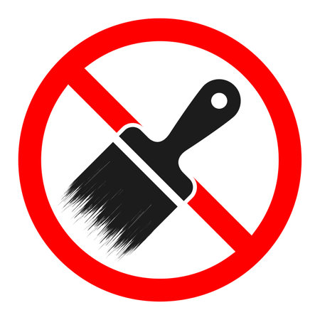 Stop brush icon. Do not paint sign. No paint brush sign. Vector illustration. Forbidden paint brush signのイラスト素材