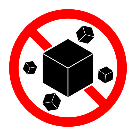 Sugar ban icon. Sugar is prohibited. Stop or ban red round sign with sugar icon. Vector illustration. Forbidden sign.のイラスト素材