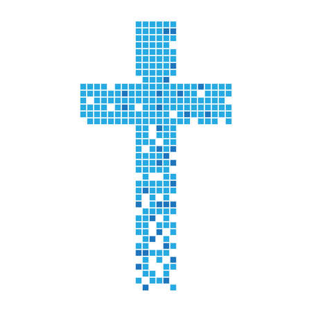 Christian cross icon. Abstract dotted christian cross icon. Isolated religion symbol. Vector illustration.のイラスト素材