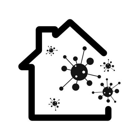 House coronavirus icon. Stay safe, stay inside home. Let's Stay Home icon. Vector illustration. Save home from corona virus.のイラスト素材